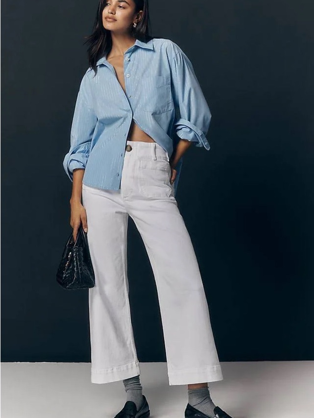 Anthropologie White Wide-Leg High-Rise Jeans